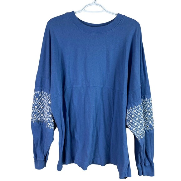 Urban Outfitters Long Sleeve Shirt Womens L Blue Sequins Pullover Crewneck